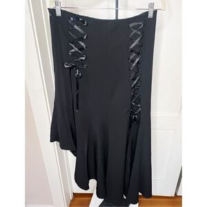 Angel Secret Goth Lace Up Maxi Skirt Black Size Large